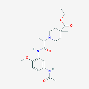 molecular formula C21H31N3O5 B7422765 Ethyl 1-[1-(5-acetamido-2-methoxyanilino)-1-oxopropan-2-yl]-4-methylpiperidine-4-carboxylate 