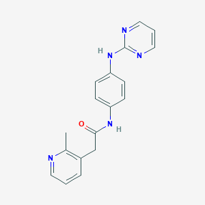 molecular formula C18H17N5O B7422834 2-(2-methylpyridin-3-yl)-N-[4-(pyrimidin-2-ylamino)phenyl]acetamide 