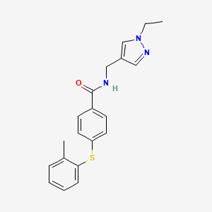 N-[(1-ethylpyrazol-4-yl)methyl]-4-(2-methylphenyl)sulfanylbenzamide