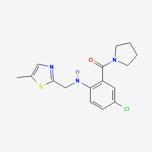 molecular formula C16H18ClN3OS B7422852 [5-Chloro-2-[(5-methyl-1,3-thiazol-2-yl)methylamino]phenyl]-pyrrolidin-1-ylmethanone 