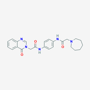 molecular formula C24H27N5O3 B7422866 2-(azepan-1-yl)-N-[4-[[2-(4-oxoquinazolin-3-yl)acetyl]amino]phenyl]acetamide 