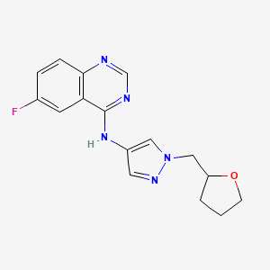 6-fluoro-N-[1-(oxolan-2-ylmethyl)pyrazol-4-yl]quinazolin-4-amine