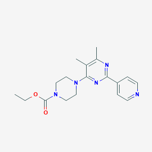 molecular formula C18H23N5O2 B7422898 Ethyl 4-(5,6-dimethyl-2-pyridin-4-ylpyrimidin-4-yl)piperazine-1-carboxylate 