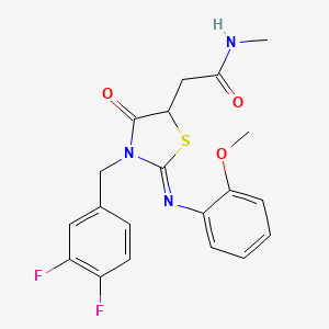 molecular formula C20H19F2N3O3S B7422964 2-[3-[(3,4-difluorophenyl)methyl]-2-(2-methoxyphenyl)imino-4-oxo-1,3-thiazolidin-5-yl]-N-methylacetamide 