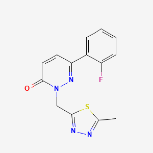 molecular formula C14H11FN4OS B7422972 6-(2-Fluorophenyl)-2-[(5-methyl-1,3,4-thiadiazol-2-yl)methyl]pyridazin-3-one 