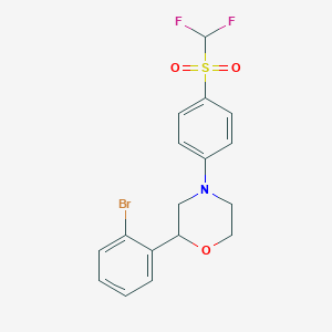 molecular formula C17H16BrF2NO3S B7423032 2-(2-Bromophenyl)-4-[4-(difluoromethylsulfonyl)phenyl]morpholine 