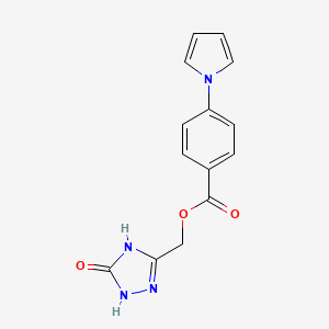 molecular formula C14H12N4O3 B7423044 (5-Oxo-1,4-dihydro-1,2,4-triazol-3-yl)methyl 4-pyrrol-1-ylbenzoate 