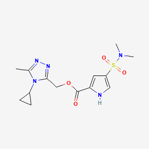 molecular formula C14H19N5O4S B7423054 (4-cyclopropyl-5-methyl-1,2,4-triazol-3-yl)methyl 4-(dimethylsulfamoyl)-1H-pyrrole-2-carboxylate 