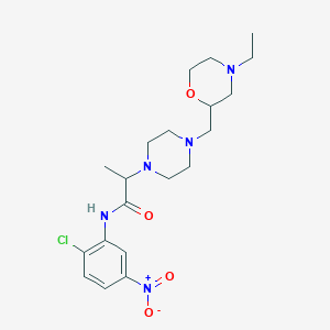 molecular formula C20H30ClN5O4 B7423116 N-(2-chloro-5-nitrophenyl)-2-[4-[(4-ethylmorpholin-2-yl)methyl]piperazin-1-yl]propanamide 