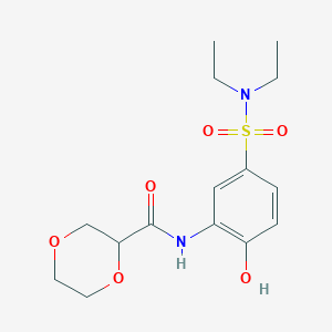 molecular formula C15H22N2O6S B7423129 N-[5-(diethylsulfamoyl)-2-hydroxyphenyl]-1,4-dioxane-2-carboxamide 