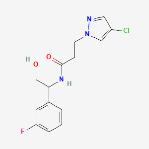 molecular formula C14H15ClFN3O2 B7423145 3-(4-chloropyrazol-1-yl)-N-[1-(3-fluorophenyl)-2-hydroxyethyl]propanamide 