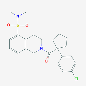 molecular formula C23H27ClN2O3S B7423158 2-[1-(4-chlorophenyl)cyclopentanecarbonyl]-N,N-dimethyl-3,4-dihydro-1H-isoquinoline-5-sulfonamide 