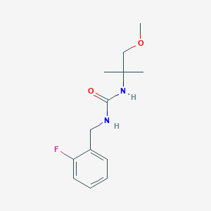 molecular formula C13H19FN2O2 B7423165 1-[(2-Fluorophenyl)methyl]-3-(1-methoxy-2-methylpropan-2-yl)urea 