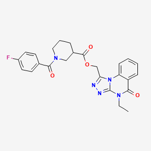 (4-Ethyl-5-oxo-[1,2,4]triazolo[4,3-a]quinazolin-1-yl)methyl 1-(4-fluorobenzoyl)piperidine-3-carboxylate