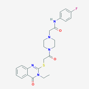 2-[4-[2-(3-ethyl-4-oxoquinazolin-2-yl)sulfanylacetyl]piperazin-1-yl]-N-(4-fluorophenyl)acetamide