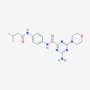 molecular formula C19H25N7O3 B7423249 4-amino-N-[4-(3-methylbutanoylamino)phenyl]-6-morpholin-4-yl-1,3,5-triazine-2-carboxamide 