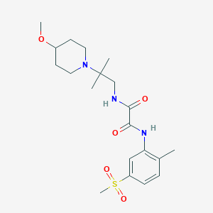 molecular formula C20H31N3O5S B7423253 N-[2-(4-methoxypiperidin-1-yl)-2-methylpropyl]-N'-(2-methyl-5-methylsulfonylphenyl)oxamide 