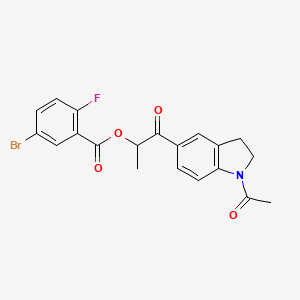 molecular formula C20H17BrFNO4 B7423269 [1-(1-Acetyl-2,3-dihydroindol-5-yl)-1-oxopropan-2-yl] 5-bromo-2-fluorobenzoate 