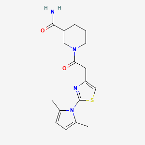 molecular formula C17H22N4O2S B7423272 1-[2-[2-(2,5-Dimethylpyrrol-1-yl)-1,3-thiazol-4-yl]acetyl]piperidine-3-carboxamide 