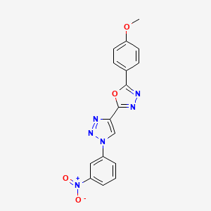 molecular formula C17H12N6O4 B7423280 2-(4-Methoxyphenyl)-5-[1-(3-nitrophenyl)triazol-4-yl]-1,3,4-oxadiazole 