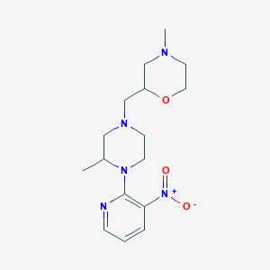 molecular formula C16H25N5O3 B7423289 4-Methyl-2-[[3-methyl-4-(3-nitropyridin-2-yl)piperazin-1-yl]methyl]morpholine 