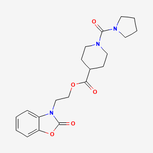 molecular formula C20H25N3O5 B7423295 2-(2-Oxo-1,3-benzoxazol-3-yl)ethyl 1-(pyrrolidine-1-carbonyl)piperidine-4-carboxylate 