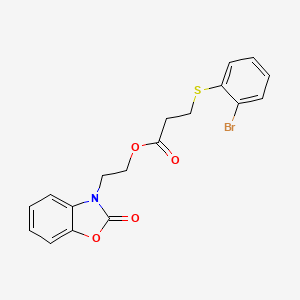 molecular formula C18H16BrNO4S B7423306 2-(2-Oxo-1,3-benzoxazol-3-yl)ethyl 3-(2-bromophenyl)sulfanylpropanoate 