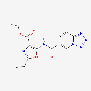 molecular formula C14H14N6O4 B7423311 Ethyl 2-ethyl-5-(tetrazolo[1,5-a]pyridine-6-carbonylamino)-1,3-oxazole-4-carboxylate 