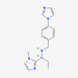 molecular formula C17H21N5 B7423325 N-[(4-imidazol-1-ylphenyl)methyl]-1-(1-methylimidazol-2-yl)propan-1-amine 