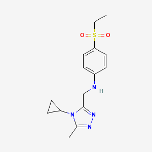 molecular formula C15H20N4O2S B7423331 N-[(4-cyclopropyl-5-methyl-1,2,4-triazol-3-yl)methyl]-4-ethylsulfonylaniline 