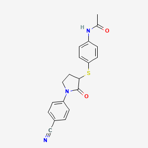 molecular formula C19H17N3O2S B7423399 N-[4-[1-(4-cyanophenyl)-2-oxopyrrolidin-3-yl]sulfanylphenyl]acetamide 