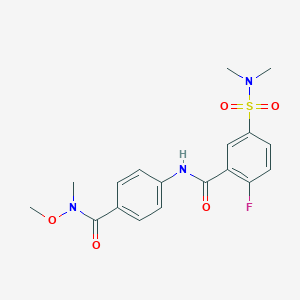 molecular formula C18H20FN3O5S B7423436 5-(dimethylsulfamoyl)-2-fluoro-N-[4-[methoxy(methyl)carbamoyl]phenyl]benzamide 