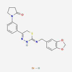 1-[3-[2-(1,3-Benzodioxol-5-ylmethylimino)-3,6-dihydro-1,3,4-thiadiazin-5-yl]phenyl]pyrrolidin-2-one;hydrobromide