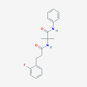 molecular formula C19H21FN2O2 B7423455 2-[3-(2-fluorophenyl)propanoylamino]-2-methyl-N-phenylpropanamide 