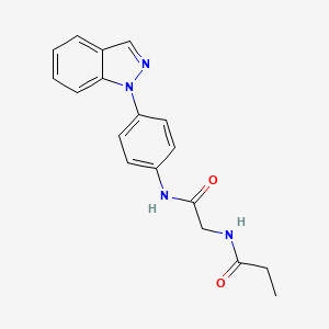 molecular formula C18H18N4O2 B7423485 N-[2-(4-indazol-1-ylanilino)-2-oxoethyl]propanamide 