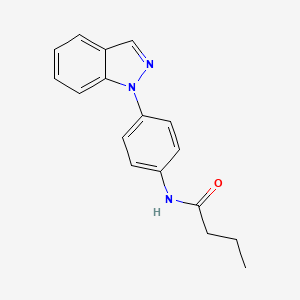 molecular formula C17H17N3O B7423486 N-(4-indazol-1-ylphenyl)butanamide 