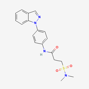 molecular formula C18H20N4O3S B7423513 3-(dimethylsulfamoyl)-N-(4-indazol-1-ylphenyl)propanamide 