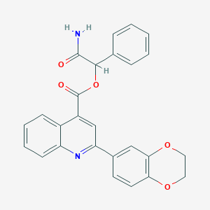 molecular formula C26H20N2O5 B7423558 (2-Amino-2-oxo-1-phenylethyl) 2-(2,3-dihydro-1,4-benzodioxin-6-yl)quinoline-4-carboxylate 