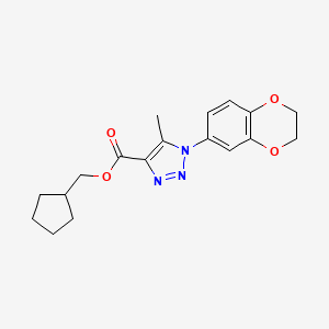 molecular formula C18H21N3O4 B7423605 Cyclopentylmethyl 1-(2,3-dihydro-1,4-benzodioxin-6-yl)-5-methyltriazole-4-carboxylate 