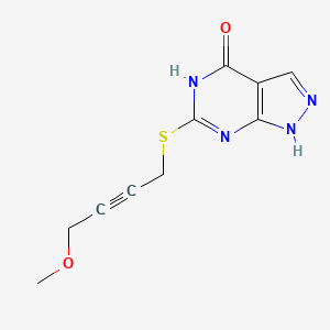 molecular formula C10H10N4O2S B7423655 6-(4-Methoxybut-2-ynylsulfanyl)-1,5-dihydropyrazolo[3,4-d]pyrimidin-4-one 