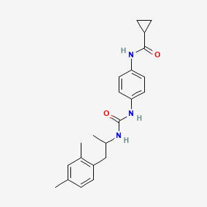 molecular formula C22H27N3O2 B7423661 N-[4-[1-(2,4-dimethylphenyl)propan-2-ylcarbamoylamino]phenyl]cyclopropanecarboxamide 