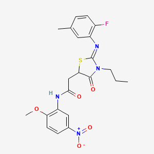 2-[2-(2-fluoro-5-methylphenyl)imino-4-oxo-3-propyl-1,3-thiazolidin-5-yl]-N-(2-methoxy-5-nitrophenyl)acetamide