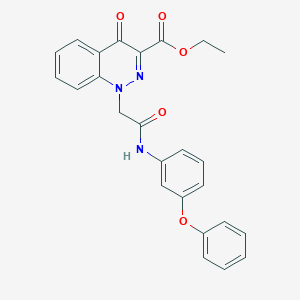 molecular formula C25H21N3O5 B7423716 Ethyl 4-oxo-1-[2-oxo-2-(3-phenoxyanilino)ethyl]cinnoline-3-carboxylate 