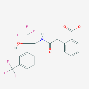 molecular formula C20H17F6NO4 B7423725 Methyl 2-[2-oxo-2-[[3,3,3-trifluoro-2-hydroxy-2-[3-(trifluoromethyl)phenyl]propyl]amino]ethyl]benzoate 