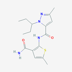 N-(3-carbamoyl-5-methylthiophen-2-yl)-5-methyl-2-pentan-3-ylpyrazole-3-carboxamide