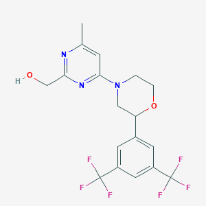 molecular formula C18H17F6N3O2 B7423731 [4-[2-[3,5-Bis(trifluoromethyl)phenyl]morpholin-4-yl]-6-methylpyrimidin-2-yl]methanol 