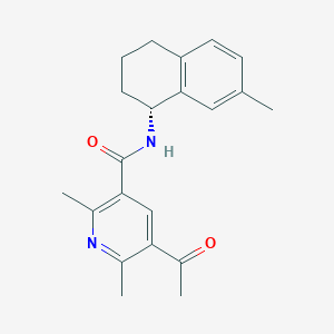 molecular formula C21H24N2O2 B7423804 5-acetyl-2,6-dimethyl-N-[(1R)-7-methyl-1,2,3,4-tetrahydronaphthalen-1-yl]pyridine-3-carboxamide 