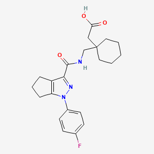 2-[1-[[[1-(4-fluorophenyl)-5,6-dihydro-4H-cyclopenta[c]pyrazole-3-carbonyl]amino]methyl]cyclohexyl]acetic acid