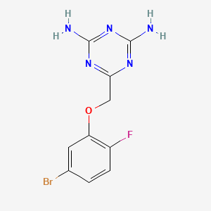 molecular formula C10H9BrFN5O B7423844 6-[(5-Bromo-2-fluorophenoxy)methyl]-1,3,5-triazine-2,4-diamine 