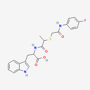 molecular formula C22H22FN3O4S B7423851 2-[2-[2-(4-fluoroanilino)-2-oxoethyl]sulfanylpropanoylamino]-3-(1H-indol-3-yl)propanoic acid 